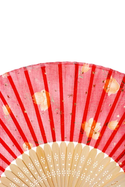 Asian red fan with yellow flowers — Stock Photo, Image