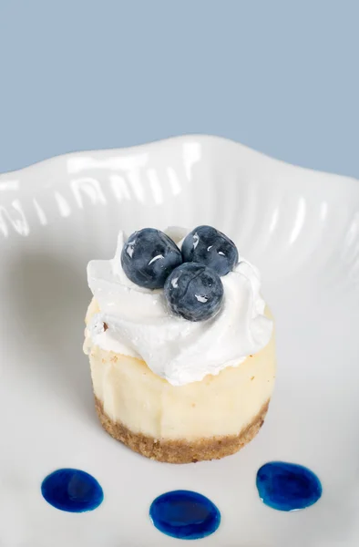 Cheesecake with fresh blueberries sauce — Stock Photo, Image