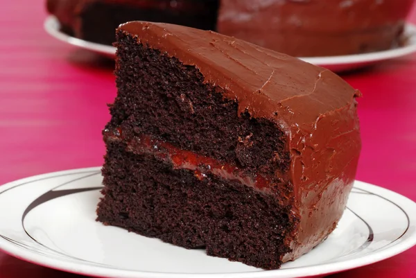 Gros plan de gâteau au chocolat double — Photo