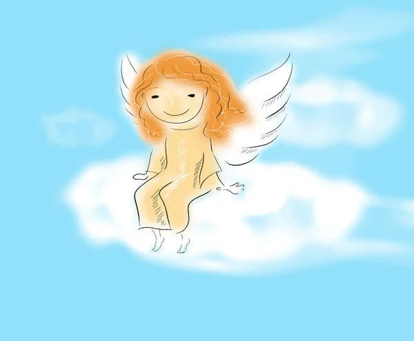Ангел сидит на облаке — стоковое фото