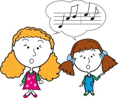 Two girls singning clipart