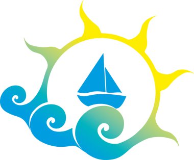 Sun Boat Wave clipart