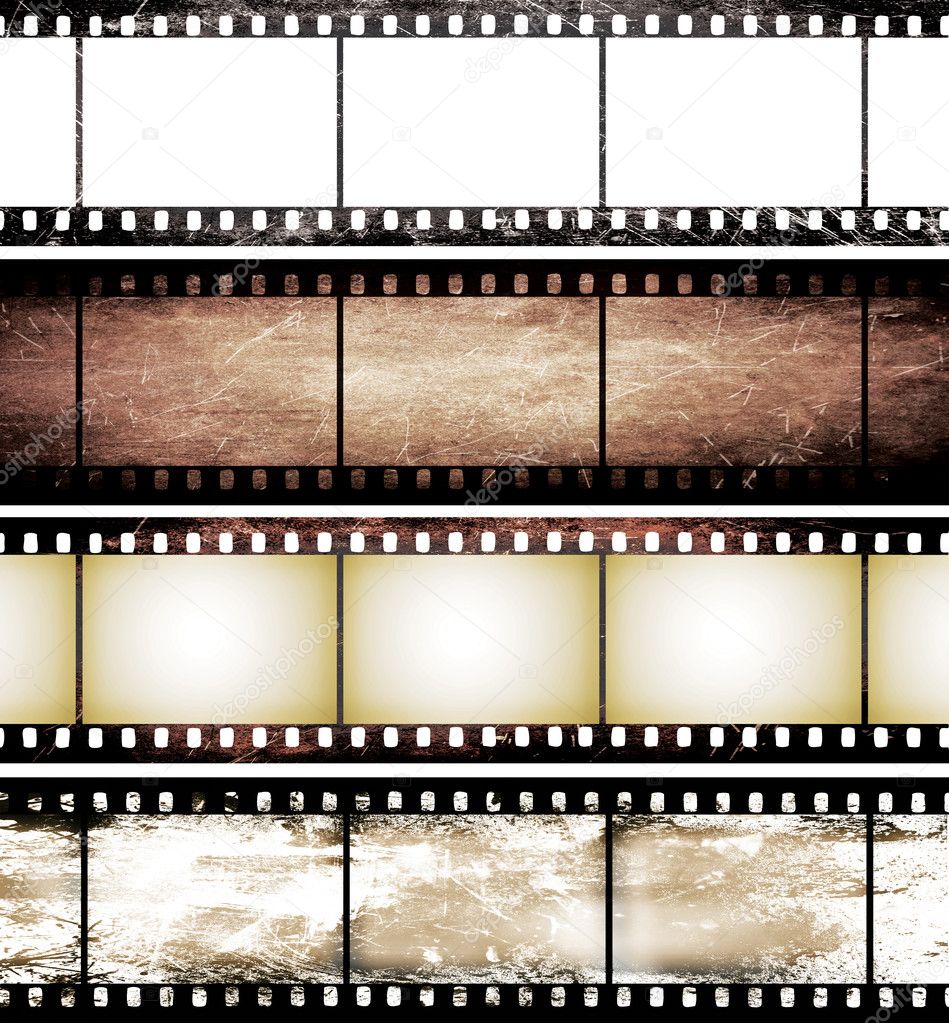 Isolated vintage film frame collection