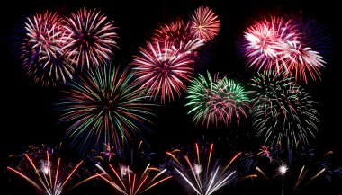 Colorful fireworks display clipart