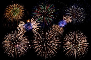 Colorful fireworks display clipart