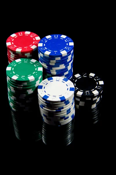 5 Stosy żetonów pokerowych — Zdjęcie stockowe