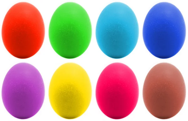 Ocho huevos de Pascua de colores, aislados Fotos de stock libres de derechos