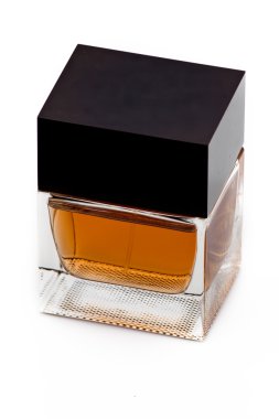 A square bottle of perfume isolated on w clipart