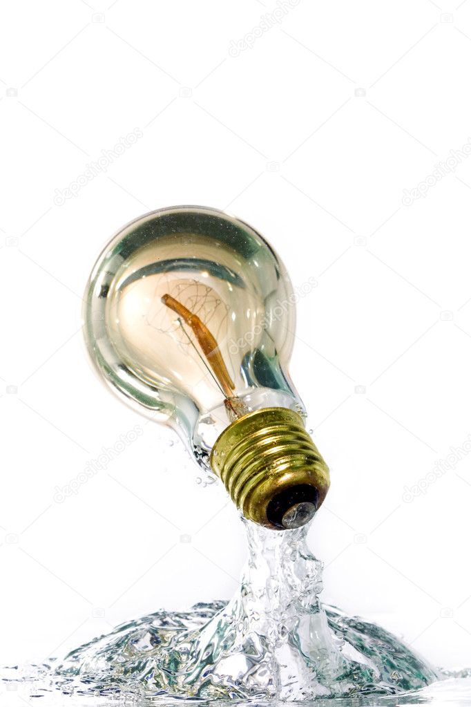 A light bulb jumping out of the water