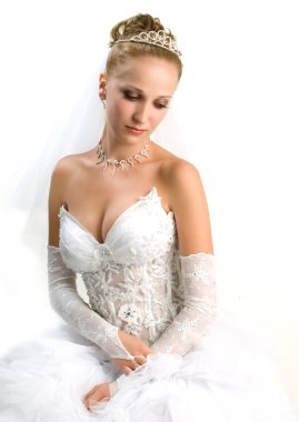 Bride looking down clipart