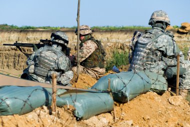 Soldiers at the checkpoint clipart