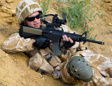 Soldier in action clipart