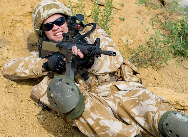 Soldier in action — Stock Photo, Image