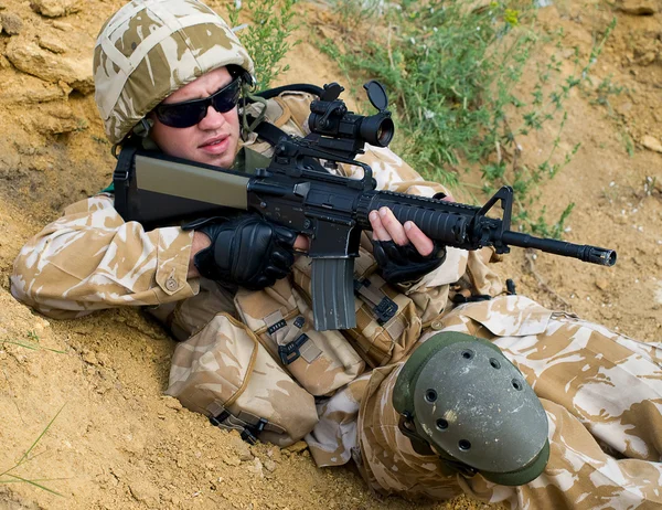Soldier in action — Stock Photo, Image
