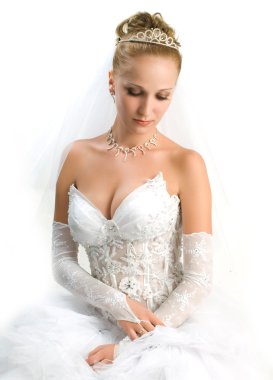 Bride looking down clipart