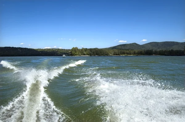 stock image Motorboat splash and wake