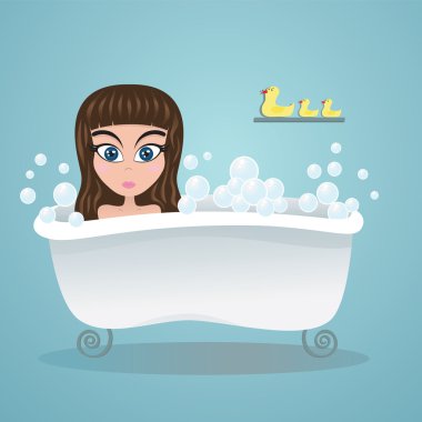 Girl in the bath clipart