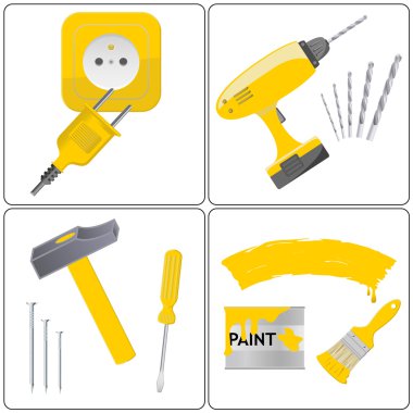 Household repair icons clipart