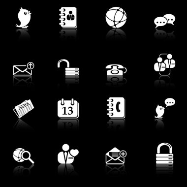 Social media/blog icons, black series clipart