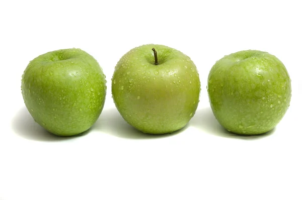 Trio grüner Äpfel — Stockfoto