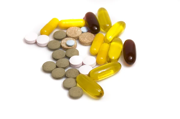 Vitaminok és tabletták gyűjteménye Stock Fotó