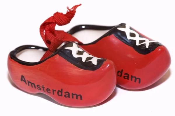 빨간 네덜란드 신발 스톡 사진