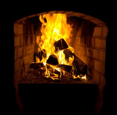 Fire in a fireplace clipart