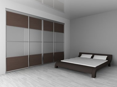 Wardrobe and bed clipart
