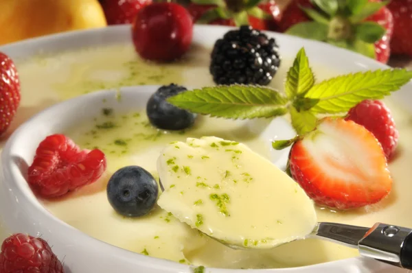 Panna Cotta with fruits — Stock Photo, Image