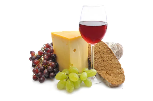 stock image Wine, Cheese and grapes