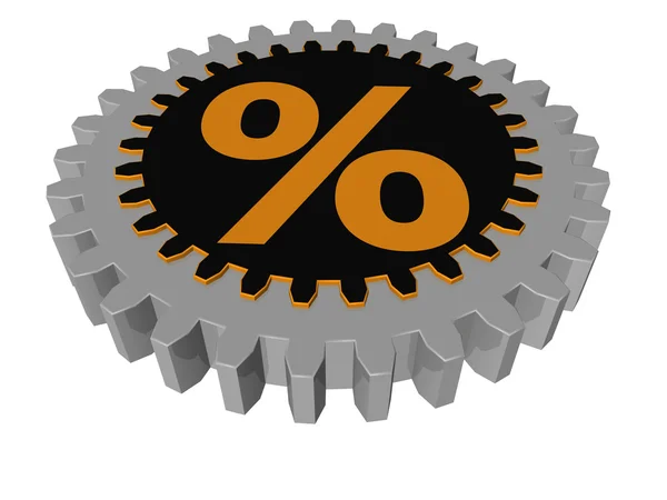 Percentage sign - gear - 3D — Stock Photo, Image