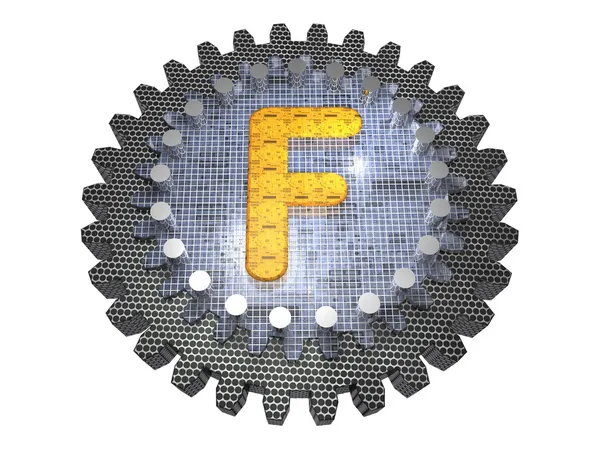 Alfabet - Gear - Scrisoarea F — Fotografie, imagine de stoc