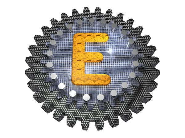 Alfabet - sprzęt - litera e — Zdjęcie stockowe