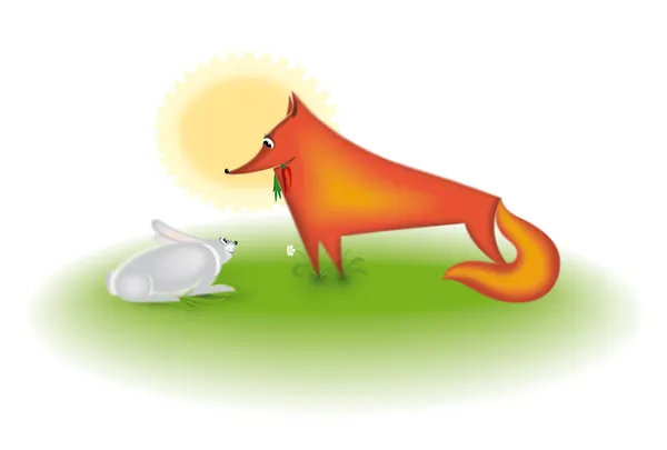 Králík a fox — Stock fotografie