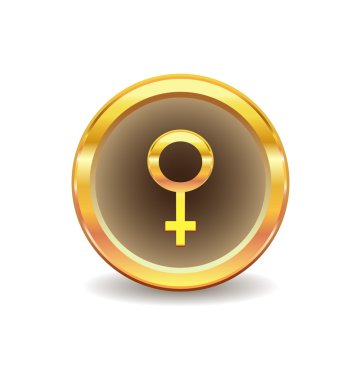 Gold button with female sex symbol clipart