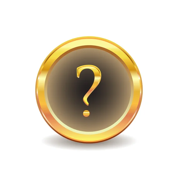 Gold button with question sign — Stock Vector