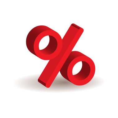 Red 3d percent sign clipart