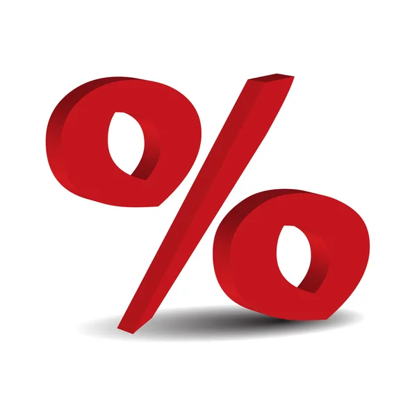 Red 3d percent sign — Stock Vector
