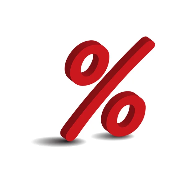 Red 3d percent sign — Stock Vector