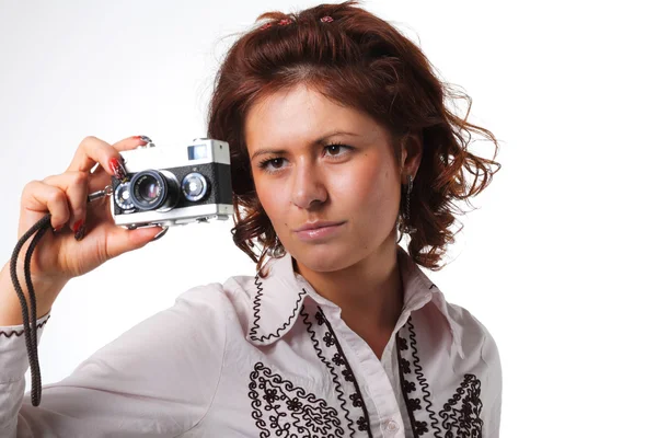 Vrouw met een videocamera — Stockfoto
