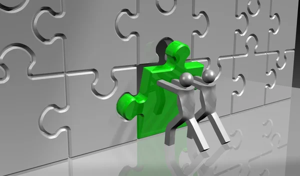 Pushing the puzzle — Stock Photo, Image