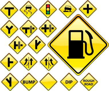 Road Signs YELLOW series clipart