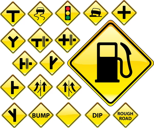 Road Signs YELLOW series — Stock Vector