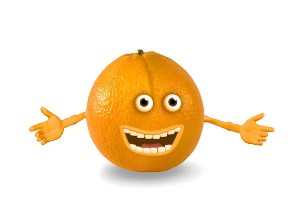 Карикатурный апельсин. Объекты над белым — стоковое фото
