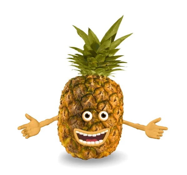 Cartoon pineapple. Objects over white. — Stock Photo, Image