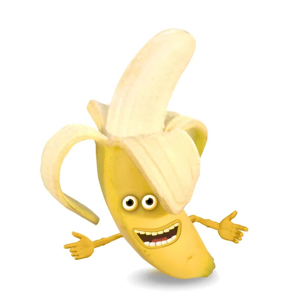 Cartoon banana. Objects over white. — Stock Photo, Image