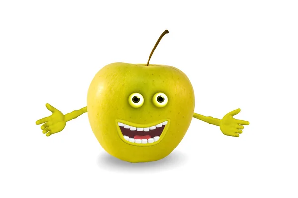 Cartoon apple. Objects over white. — Stock Photo, Image