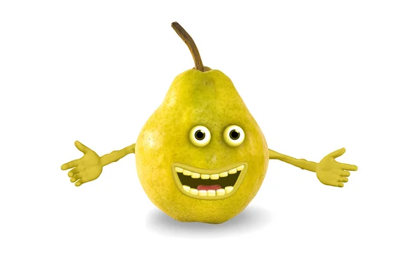 Cartoon pear. Objects over white. — Stock Photo, Image