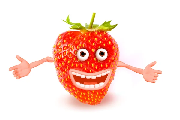 Cartoon strawberry. Objects over white. — Stock Photo, Image