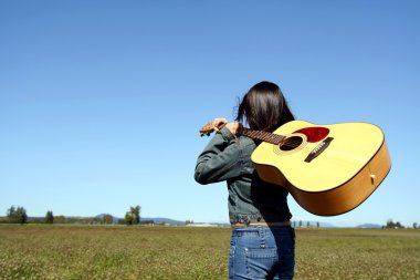 Woman guitar player clipart